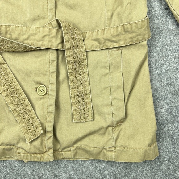 Abercrombie Fitch Trench Coat Womens Medium Brown Cotton Lined Belted Button Up - Picture 5 of 13